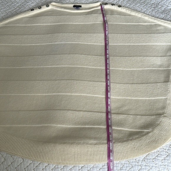 TALBOTS Ivory Knit Poncho Style Sweater Lambswool/Nylon 3/4 Sleeve Size M - Picture 12 of 13